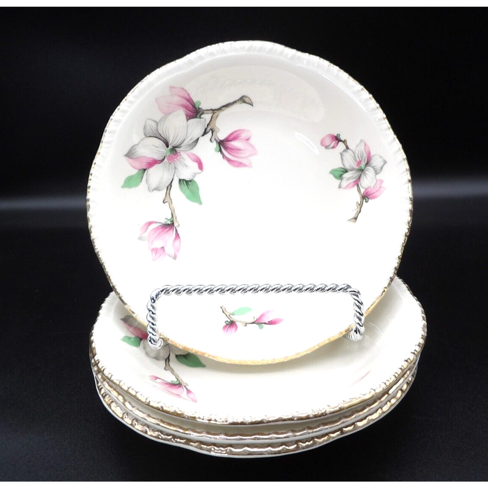Homer Laughlin Dogwood Berry Bowls Set of 4 Fruit Dessert Sauce Floral Vintage